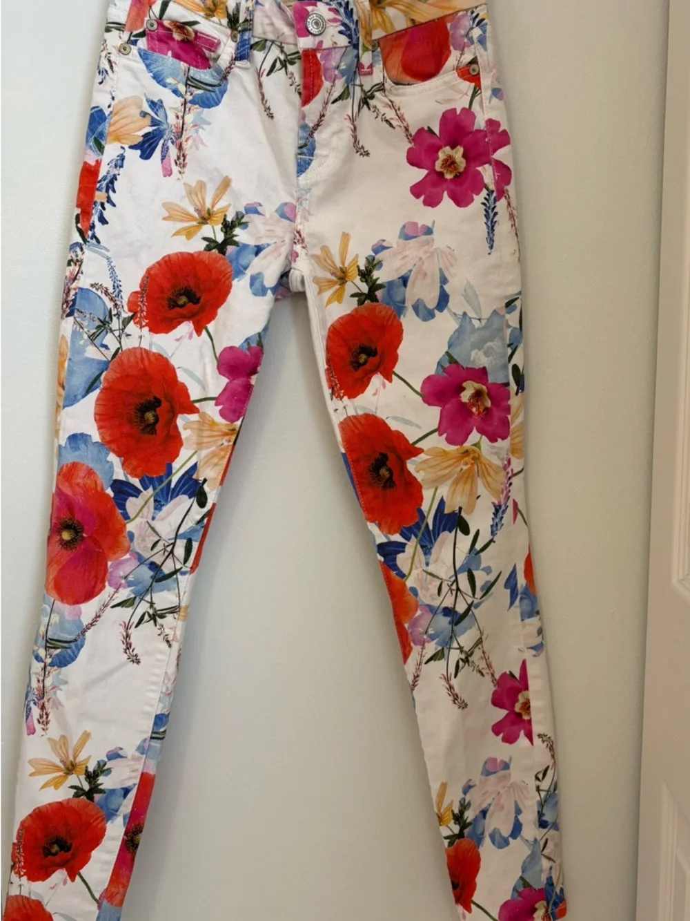 7 For All Mankind Seaside Poppy Floral Print Ankle Skinny Jeans Sz:25 - Picture 4 of 10